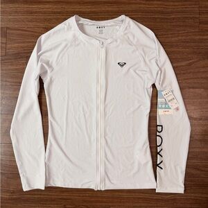 NWT Roxy White Zip-Up Rashguard
